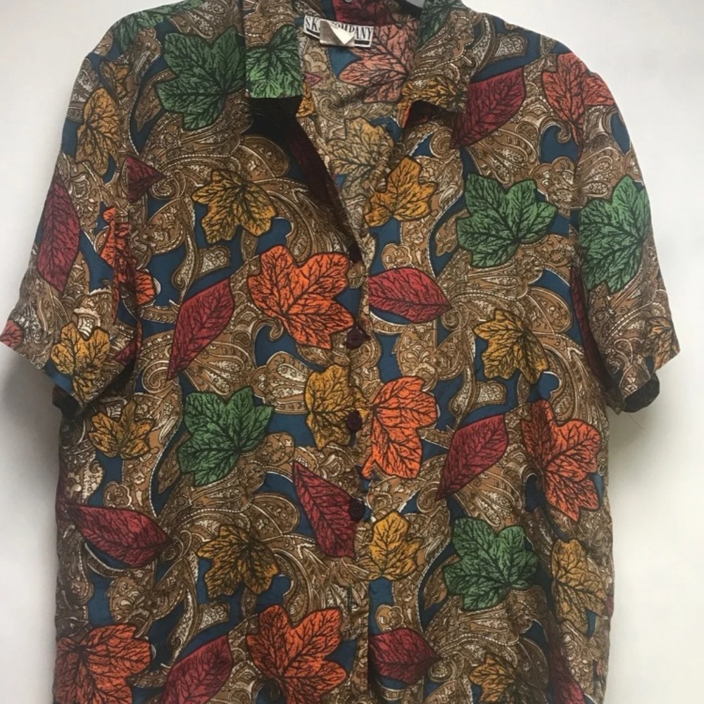 Vintage Winter silk top-100% silk-size -12